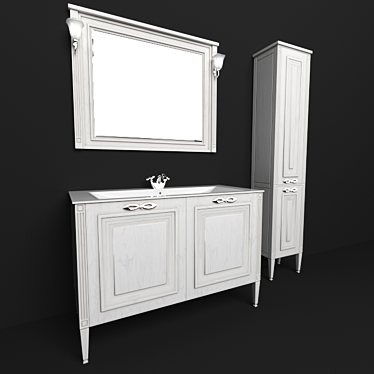 Aquanet Paola 120: Sink, Cabinet, Mirror 3D model image 1 