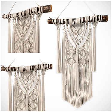 Boho Bliss Macrame Wall Hanging 3D model image 1 