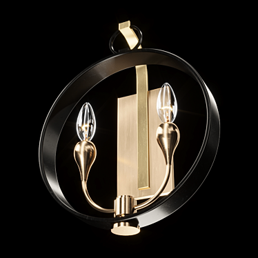 Dresden 2-Light Aged Brass Sconce 3D model image 1 