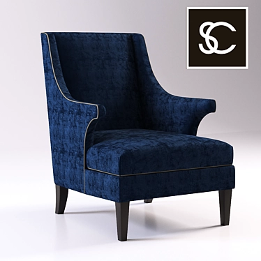 Luxurious Bishop Armchair: Stylish, Piped Design 3D model image 1 