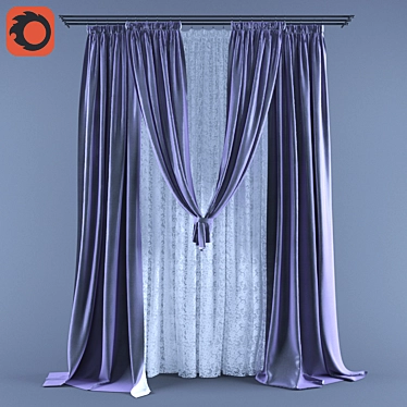 Classic Lace Curtains Bundle 3D model image 1 