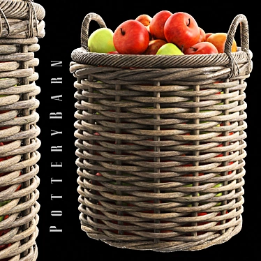 Title: Aubrey Woven Tote: Chic Basket with Apples 3D model image 1 