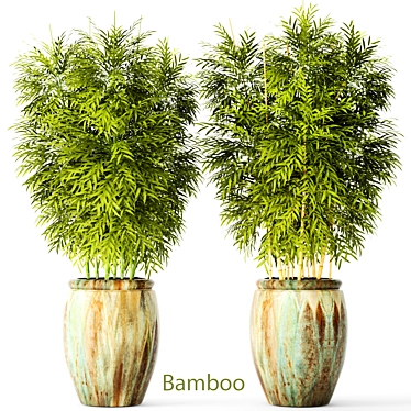 Renewable Bamboo Set: Eco-Friendly Dining Solution 3D model image 1 