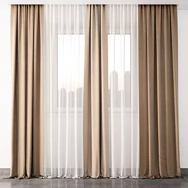 Elegance in Motion: Detailed Curtain 3D model image 1 