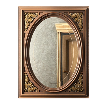 Elegant Carved Oval Mirror 3D model image 1 