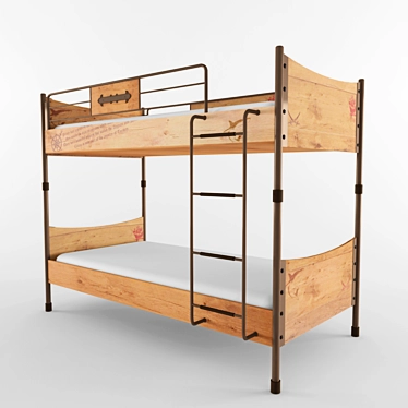 Pirate's Haven: Stylish Black Bunk Bed 3D model image 1 