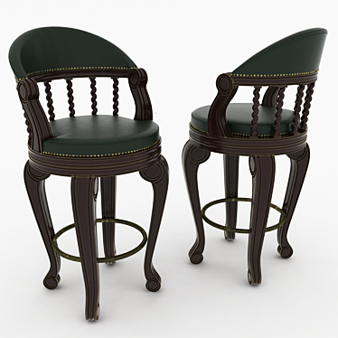 Carved Barstool with Thread 3D model image 1 