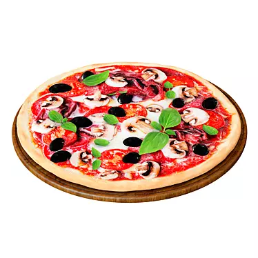 Delicious Olive & Ham Pizza 3D model image 1 