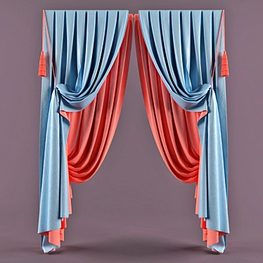 Elegant Pleated Curtain with Tassel 3D model image 1 