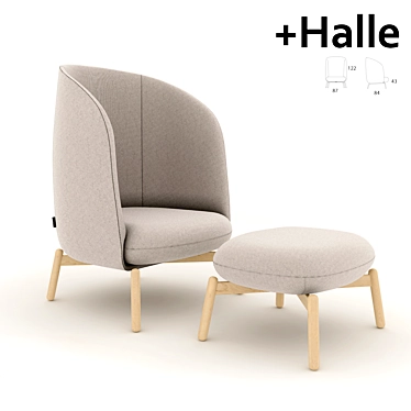 Cozy Nest Chair: Ottoman Included. 3D model image 1 