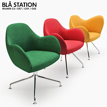 Modern Bla Station Wilmer Armchair Set 3D model image 1 