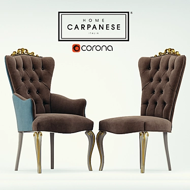 Elegant Carpanese Chair & Armchair 3D model image 1 