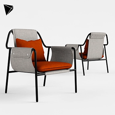 Sleek Steel Lounge Chair 3D model image 1 