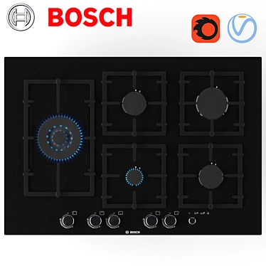 Bosch PPS816M91E: 5-Burner Gas Cooktop 3D model image 1 
