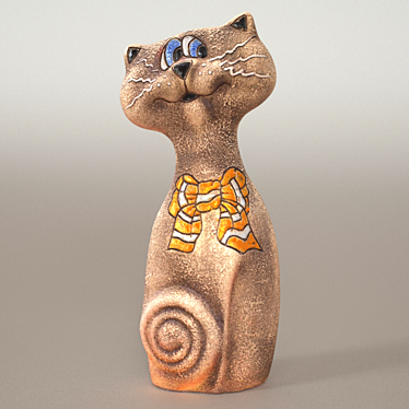 Playful Feline Figurine for Home & Garden 3D model image 1 