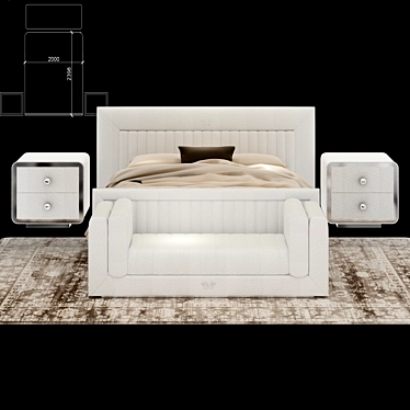 Luxury 3D Bed Set 3D model image 1 