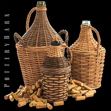 Rustic Woven Wine Bottle Holder 3D model image 1 