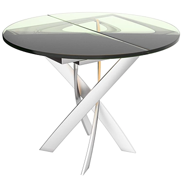 Modern Gray Glass Top Folding Table 3D model image 1 