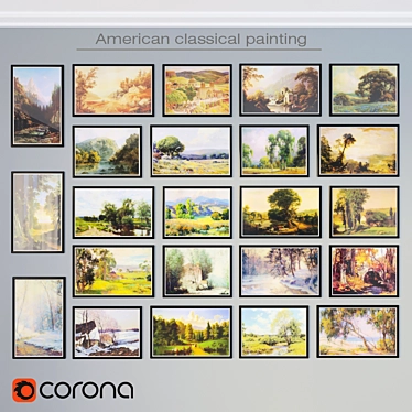 American Nature Collection: 23 Classic Paintings 3D model image 1 