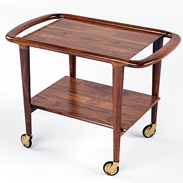 Møller Walnut Trolley: Versatile Danish Design 3D model image 1 