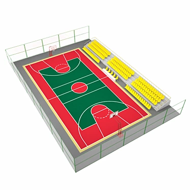 Precision Court: Complete Basketball Arena 3D model image 1 