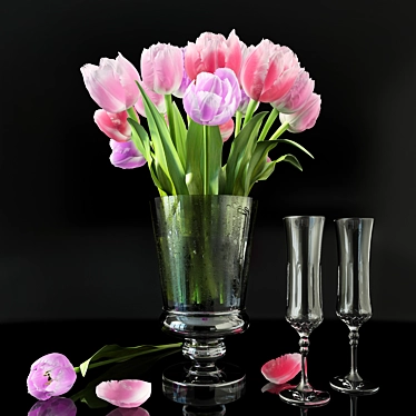Title: Spring Blooms Tulip Vase 3D model image 1 