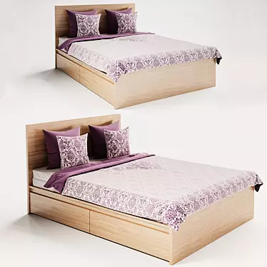 Stylish MALM Bed by Ikea 3D model image 1 