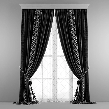 Elegant Curtain Optical: UV Mapped, V-Ray Rendered 3D model image 1 