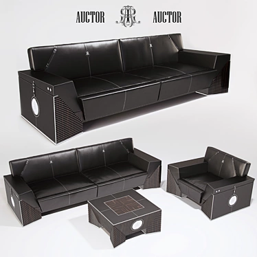 Modern Sofa Armchair & Coffee Table Set 3D model image 1 
