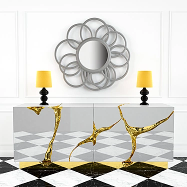 Luxury Reflection: Lapiaz Sideboard & Liberty Mirror 3D model image 1 