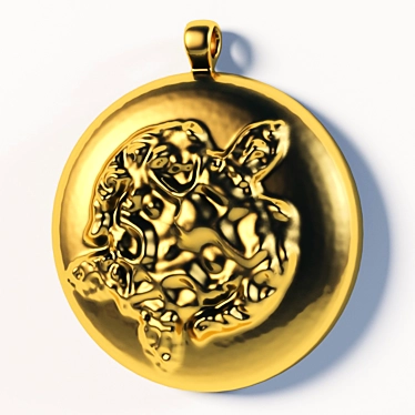 Golden Turtle Pendant 3D model image 1 