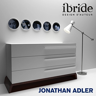 Edric Chest with Havana Floorlamp & Ibride Plates 3D model image 1 