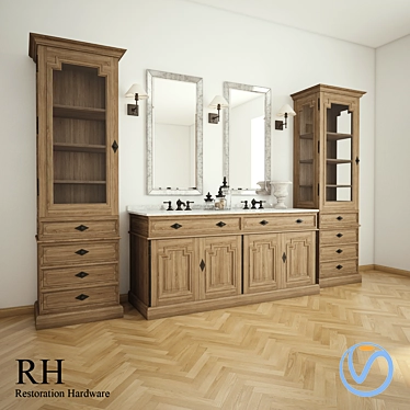 Elegant Montpellier Bathroom Set 3D model image 1 