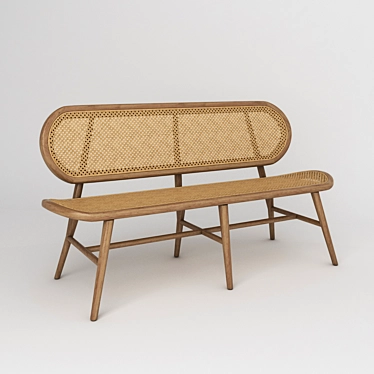 Elegant Rattan Bench for Outdoor 3D model image 1 