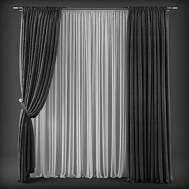 Modern Style Curtains 3D model image 1 