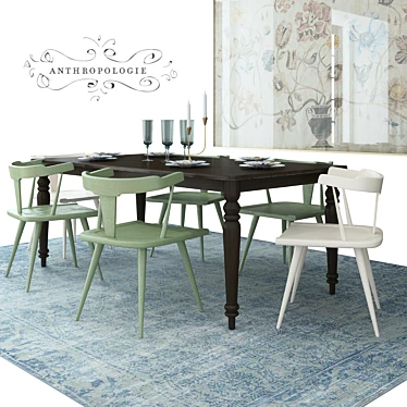 Boho Elegance: Anthropologie Dining Set 3D model image 1 