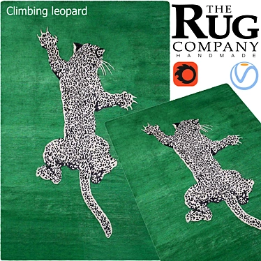 Elegant Rug with Climbing Leopard Design 3D model image 1 