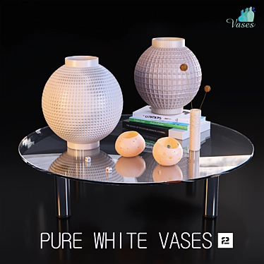 Elegant Pure White Ceramic Vases 3D model image 1 