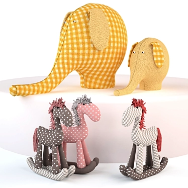 Plush Animal Toy Set 3D model image 1 