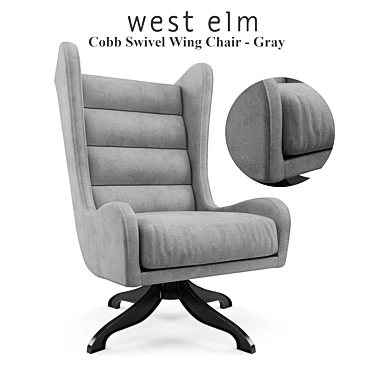 West Elm Cobb Swivel Wing Chair - Gray 3D model image 1 