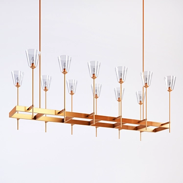 Industrial Loft 12-Light Chandelier 3D model image 1 