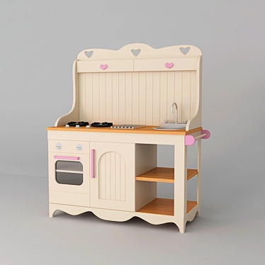 Prairie Playtime: Wooden Kitchen Fun 3D model image 1 