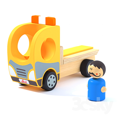 Wooden Tow Truck Toy and Character 3D model image 1 