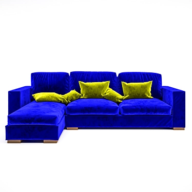 Blue Velvet Modern Sofa 3D model image 1 