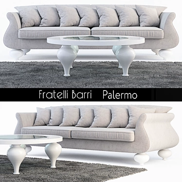 Luxury Polermo Sofa Set 3D model image 1 