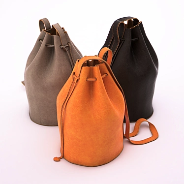 Elegant Leather Drawstring Bag 3D model image 1 