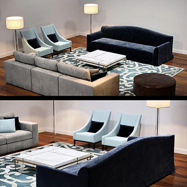 Christian Liaigre Basse Sofa: Modern Art Deco Elegance 3D model image 1 