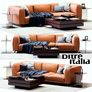 Stylish Ditre Italia St. Germain Leather Sofa 3D model image 1 