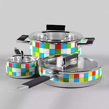 Vibrant Polaris Mosaic Pans 3D model image 1 