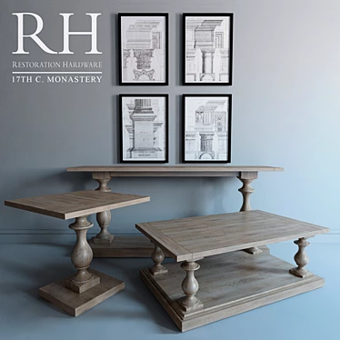 Antique Inspired Monastery Console 3D model image 1 